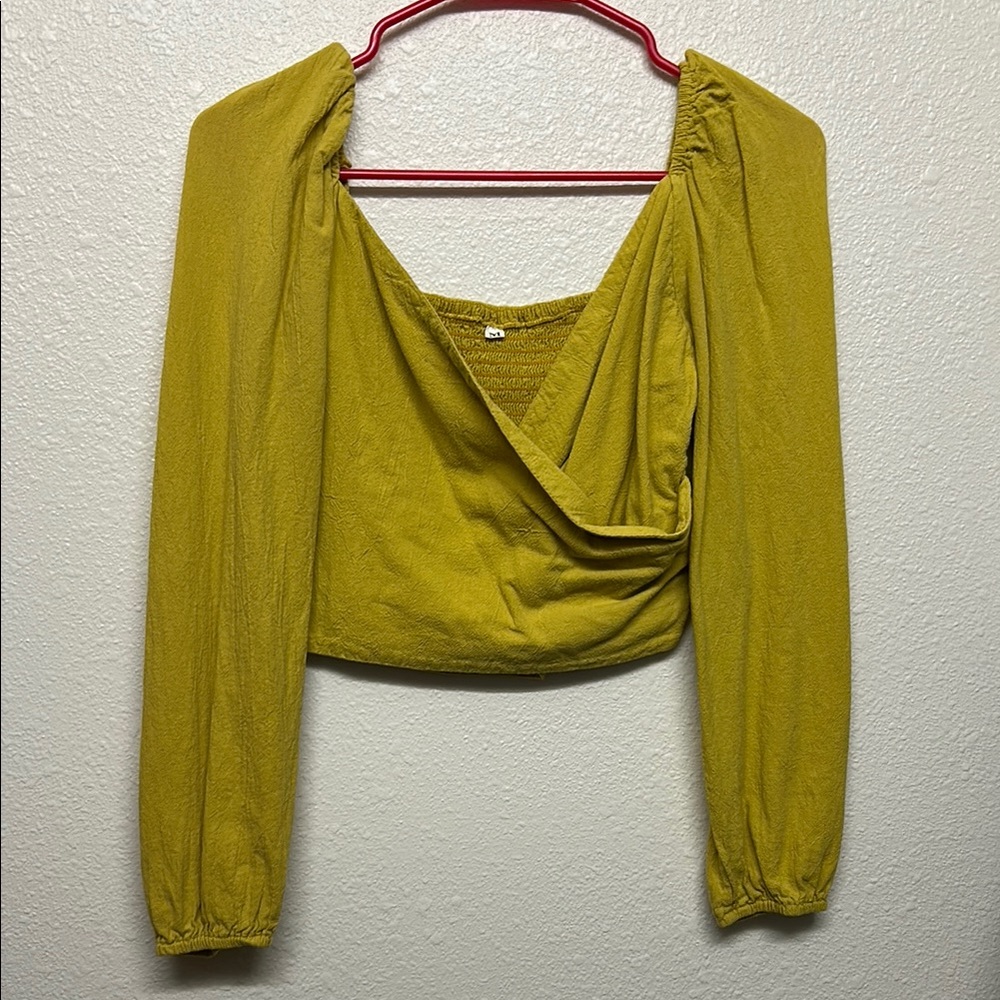 Mustard Long Sleeve Wrap Top